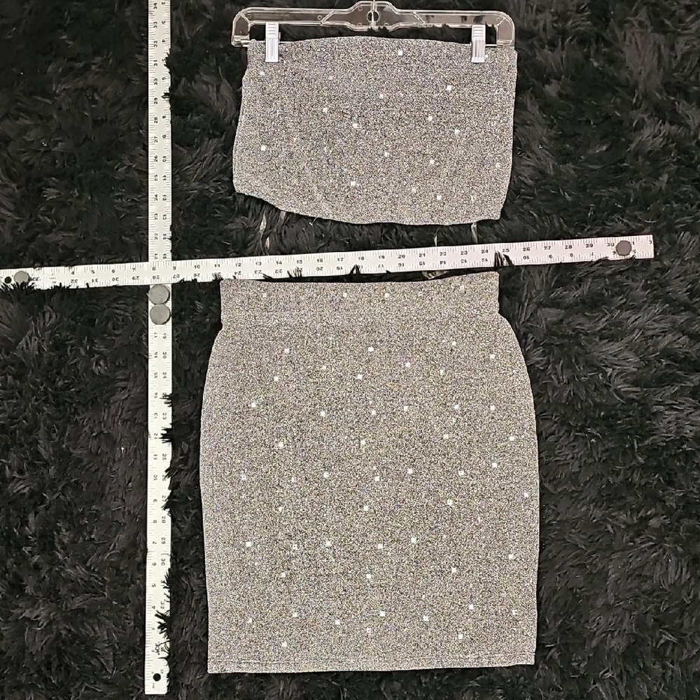 Windsor Silver Sequin Skirt Set